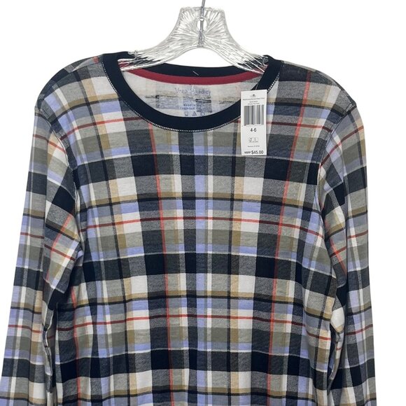 Vera Bradley Long Sleeved Sleep Shirt Womens Medium Blue Brown New Plaid - Picture 2 of 8